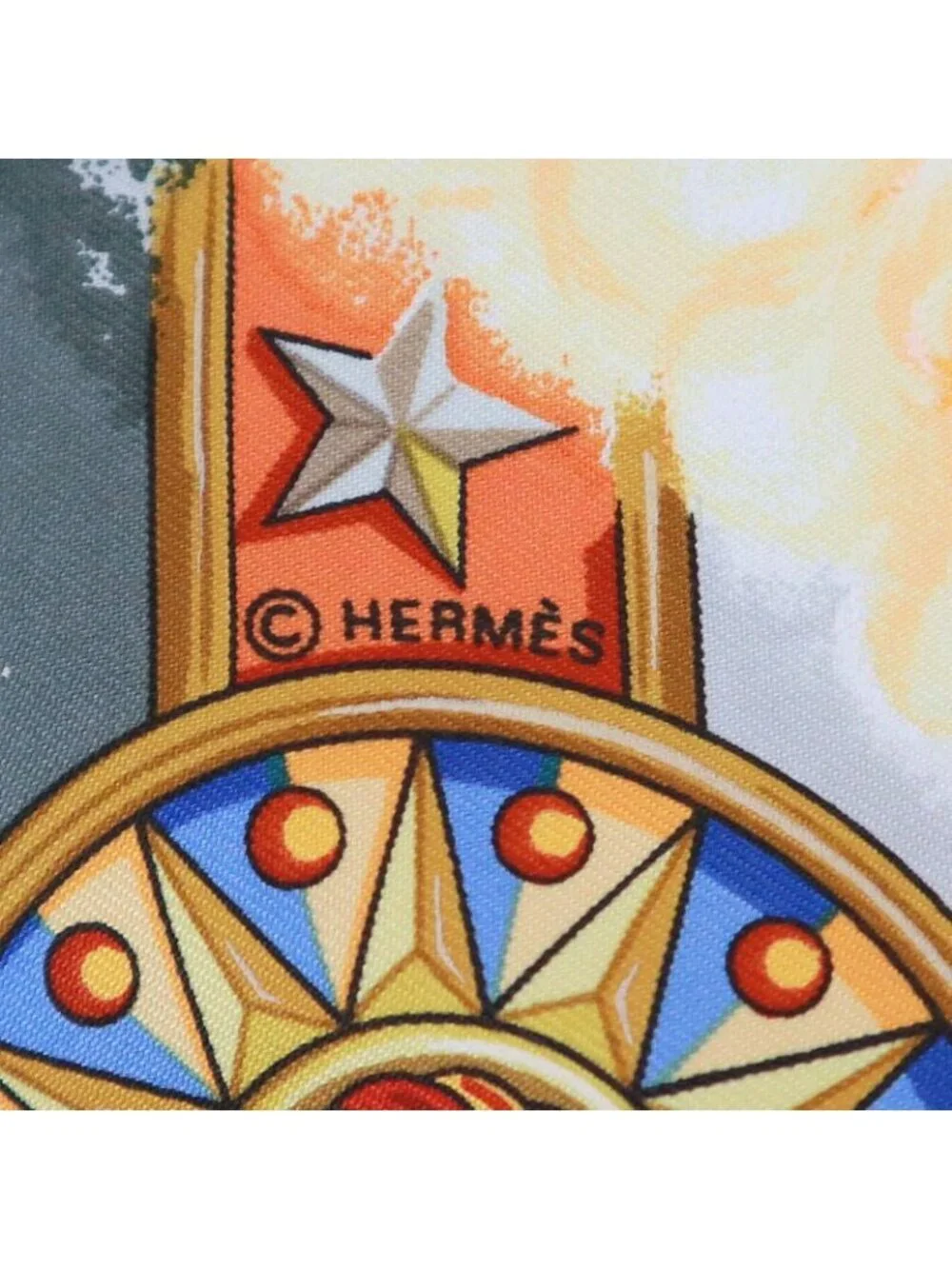 Hermes Carre 90 Magic la Magie Gray Orange Silk Scarf - Picture 6 of 7